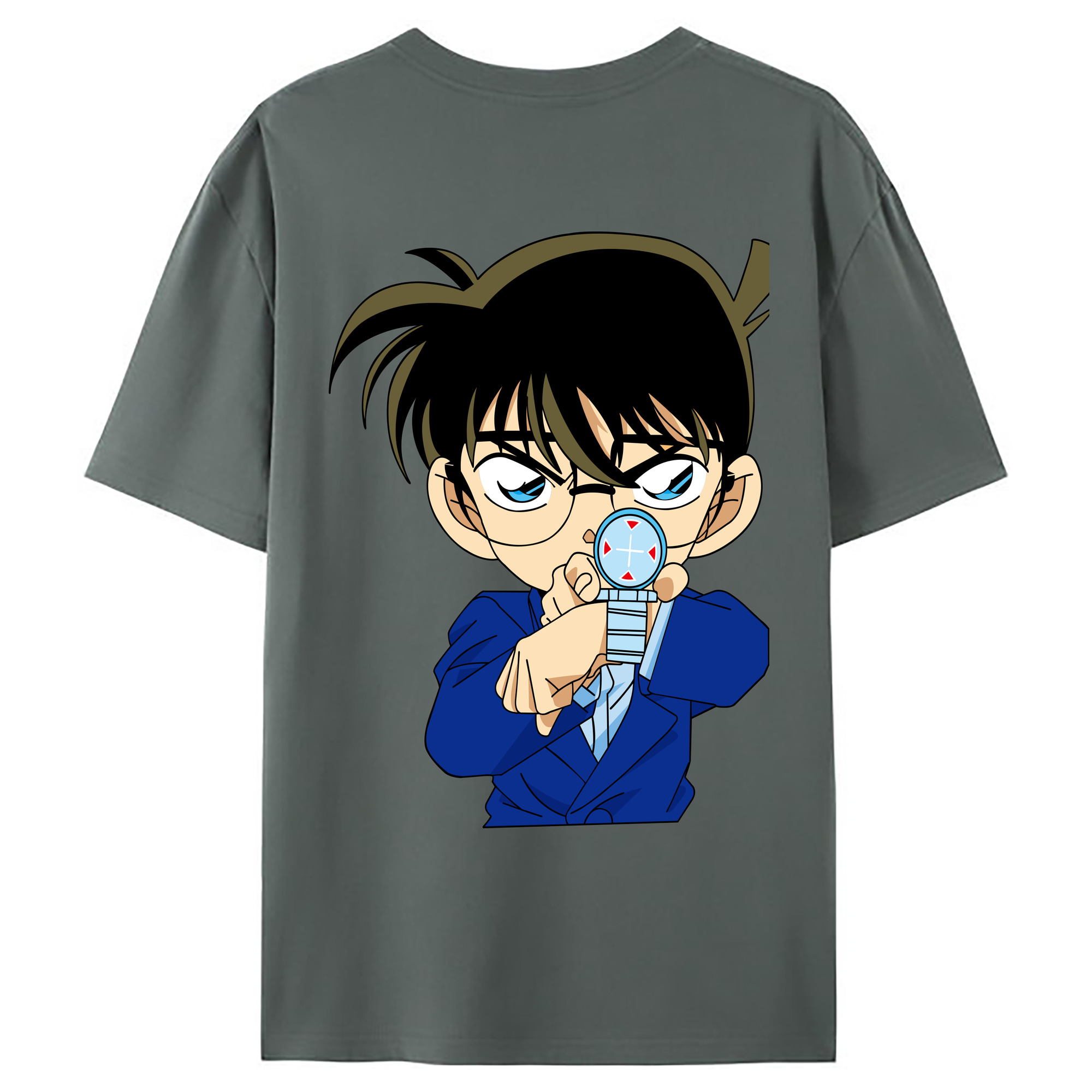（画像用） 名探偵コナン 江戸川 コナン Detective Conan Conan Edogawa 綿100％ メンズ半袖Tシャツ（バックプリント） 通気性